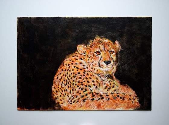 Cheetah in the wild 81 cm x 61 cm Modern Wildlife  / Office Home