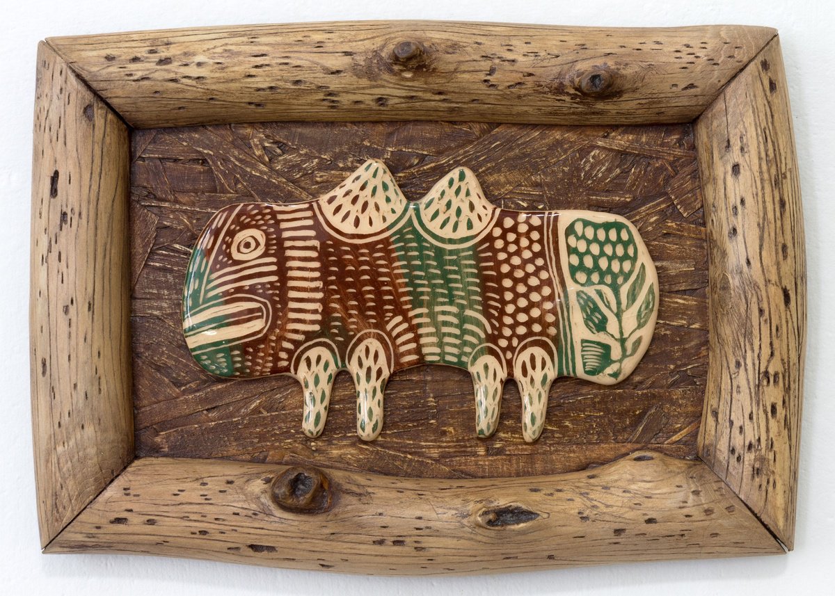 Naive Animal Sculpture By Yuliia Dunaieva, 11 X 8", Ceramic Panel "Lion" 28?20?4 ?m, Original Artwork