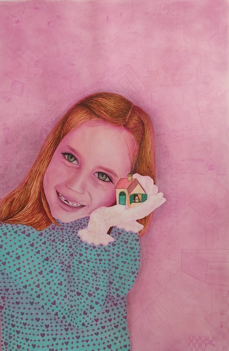 Portrait Painting By Andromachi Giannopoulou, 25 X 39, Electra, Original Artwork