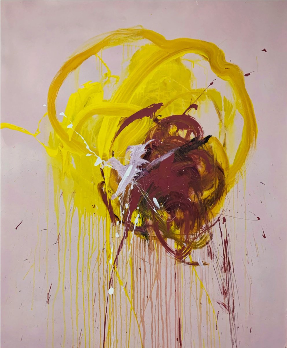 Abstract Botanical Acrylic Painting By Rosi Roys, 47 X 57", Flower 9, Original Artwork