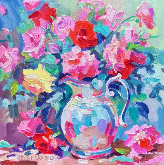 Roses in a White Pitcher