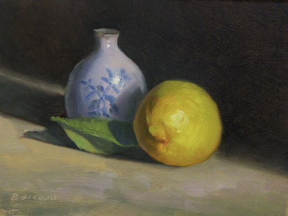 Lemon and a small vase