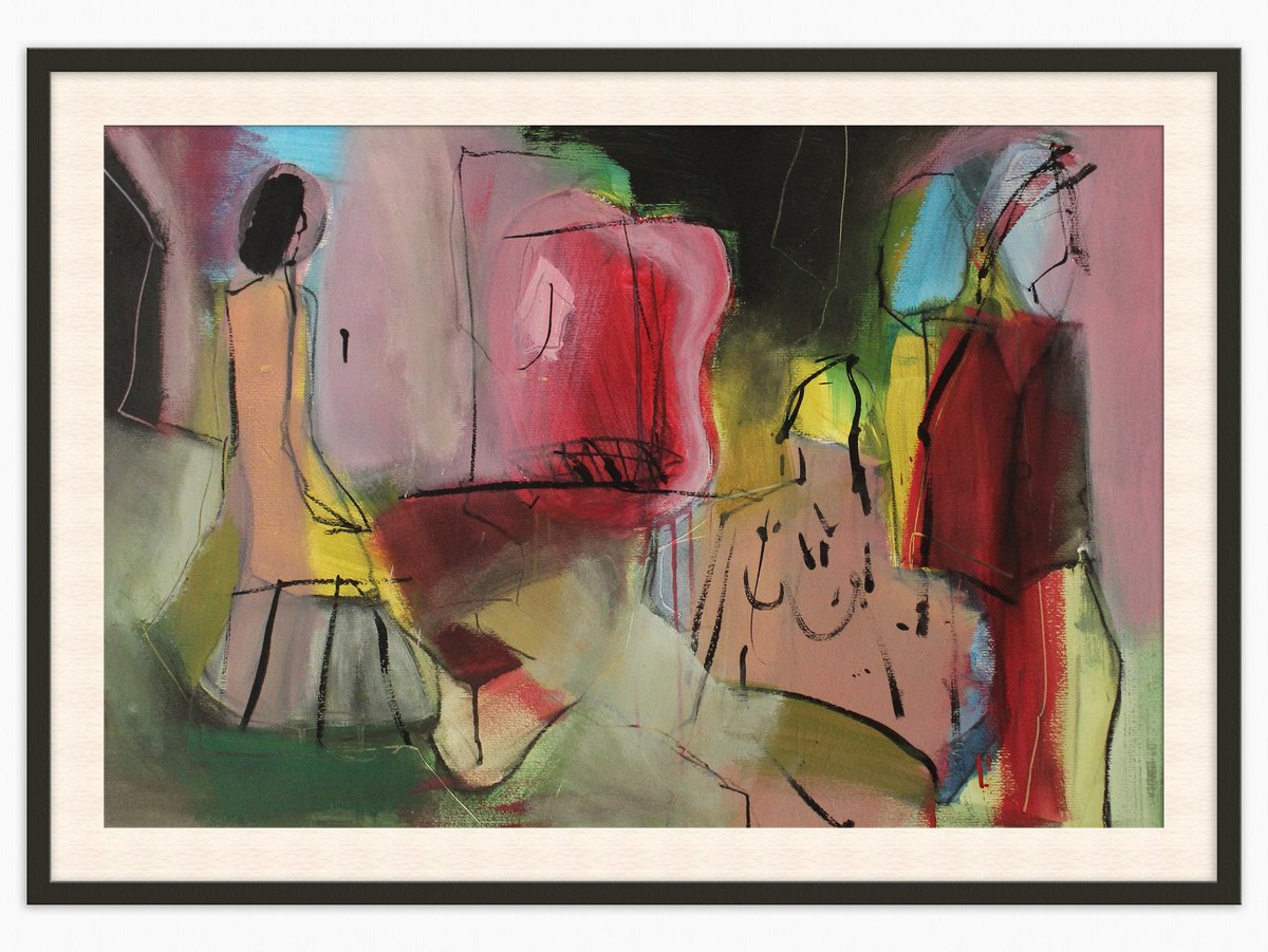 Abstract Painting By T Kyomu, 39 X 28", Ghosts Part Iii, Original Artwork