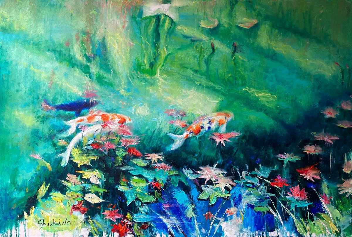 Lake in the sunshine 120x80 by Helen Shukina