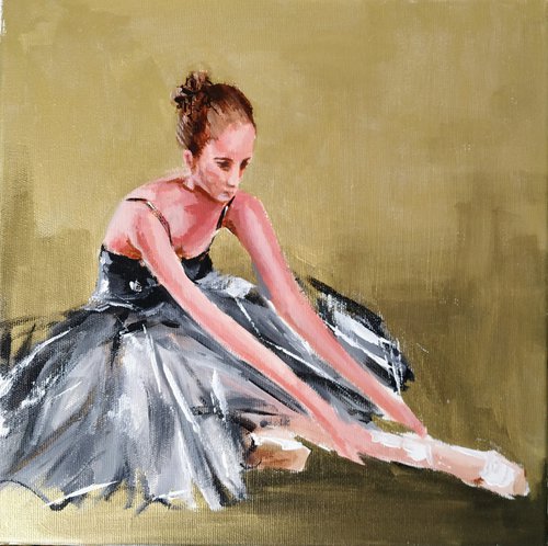 Black Swan-Ballerina Painting on canvas by Antigoni Tziora