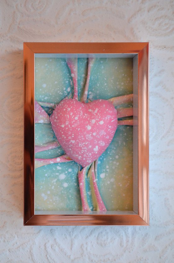 Lovers Heart 5 - Original Framed Sculpture Painting Perfect for Valentine Day Gift