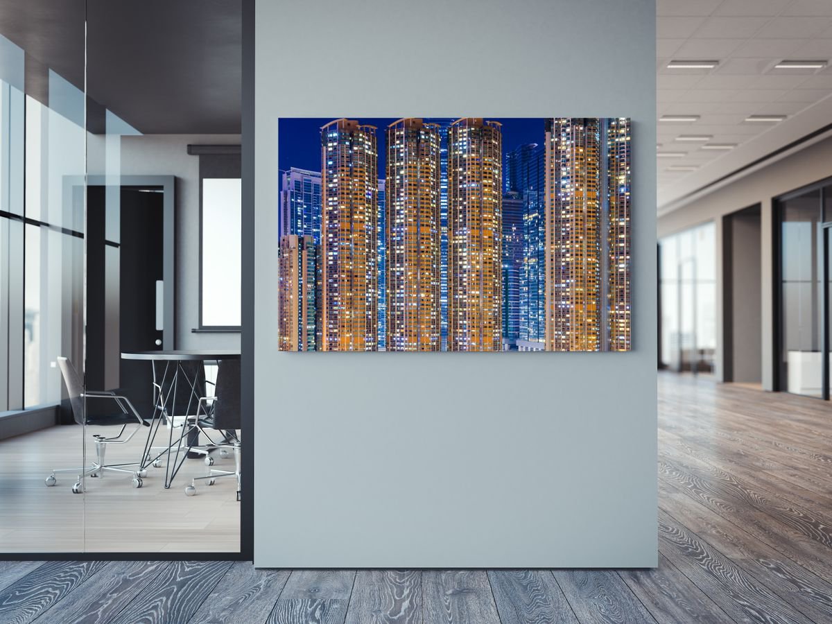 Abstract Cityscapes Photograph By Serge Horta, 35 X 24", Night Visions (Metal Print), Original Artwork