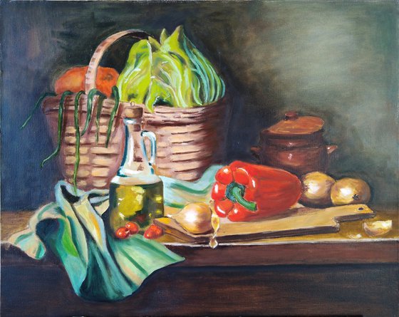 Summer still life with basket