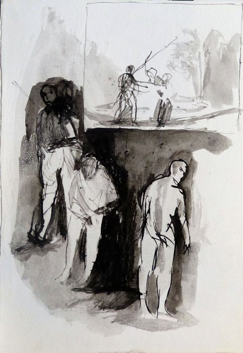 Domestic Scene 2, 14x21 cm by Frederic Belaubre
