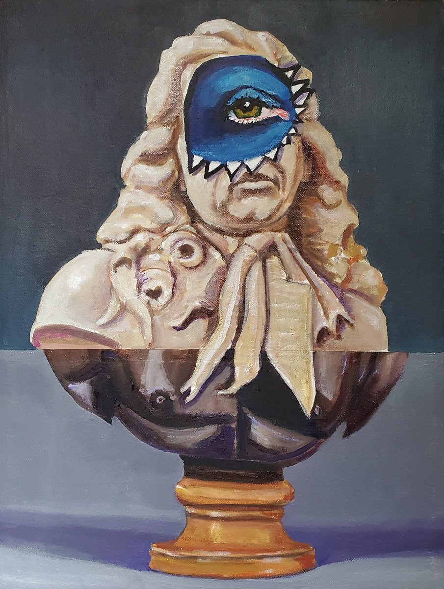 Surrealistic Portrait Oil Painting By Shelton Walsmith, 12 X 16", Kinsmen Convergence, Original Artwork