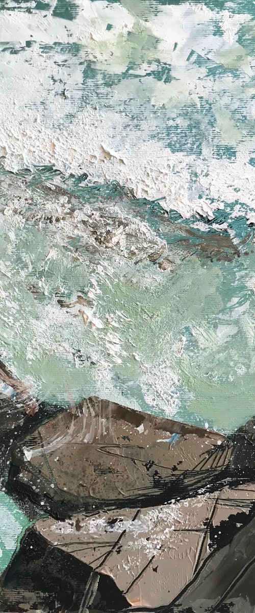 Emerald Sea below Rocks by Belinda Reynell