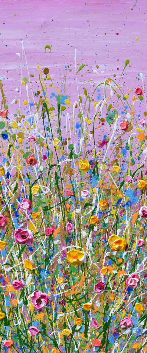 Meadow of Love - Flower Field Impasto Painting by Olga Tkachyk