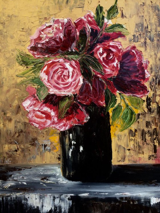 Bouquet of Roses palette knife texture