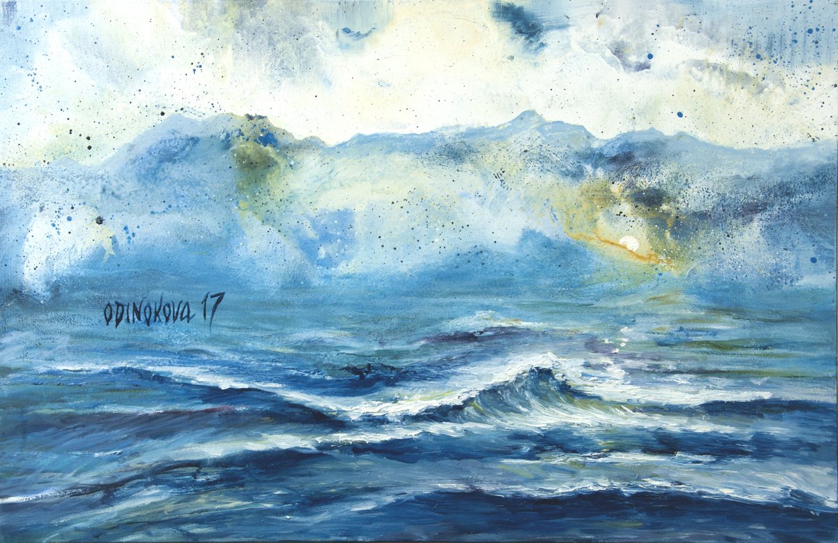 Impressionistic Landscape Oil Painting By Valda Rose Art Gallery, 39 X 26", Sea, Original Artwork