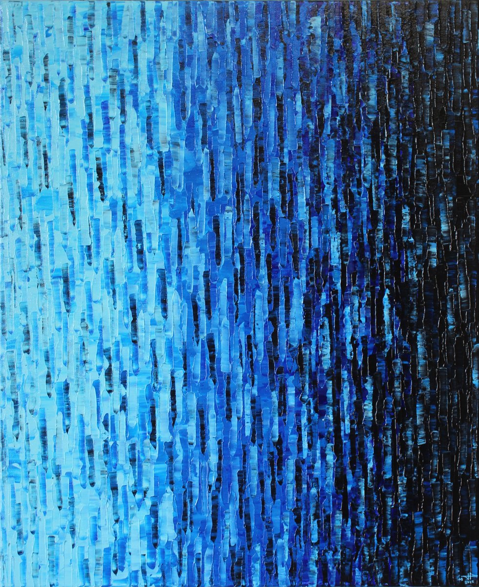 Abstract Acrylic Painting By Jonathan Pradillon, 20 X 24, Gradient Of Blues, Original Artwork