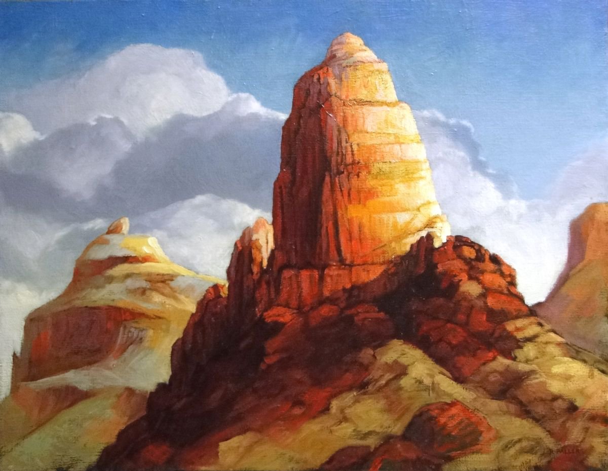 Landscape Oil Painting By Rick Paller, 20 X 16", In The Buckskin Mountains, Original Artwork