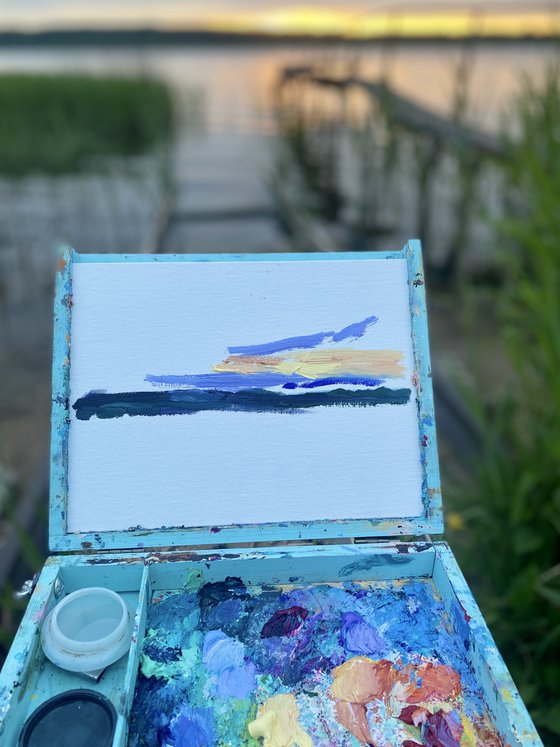 "Sunset in the Volga river"
