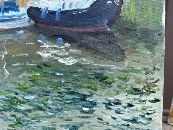 Boats in Zandpol, The Netherlands. Plain air