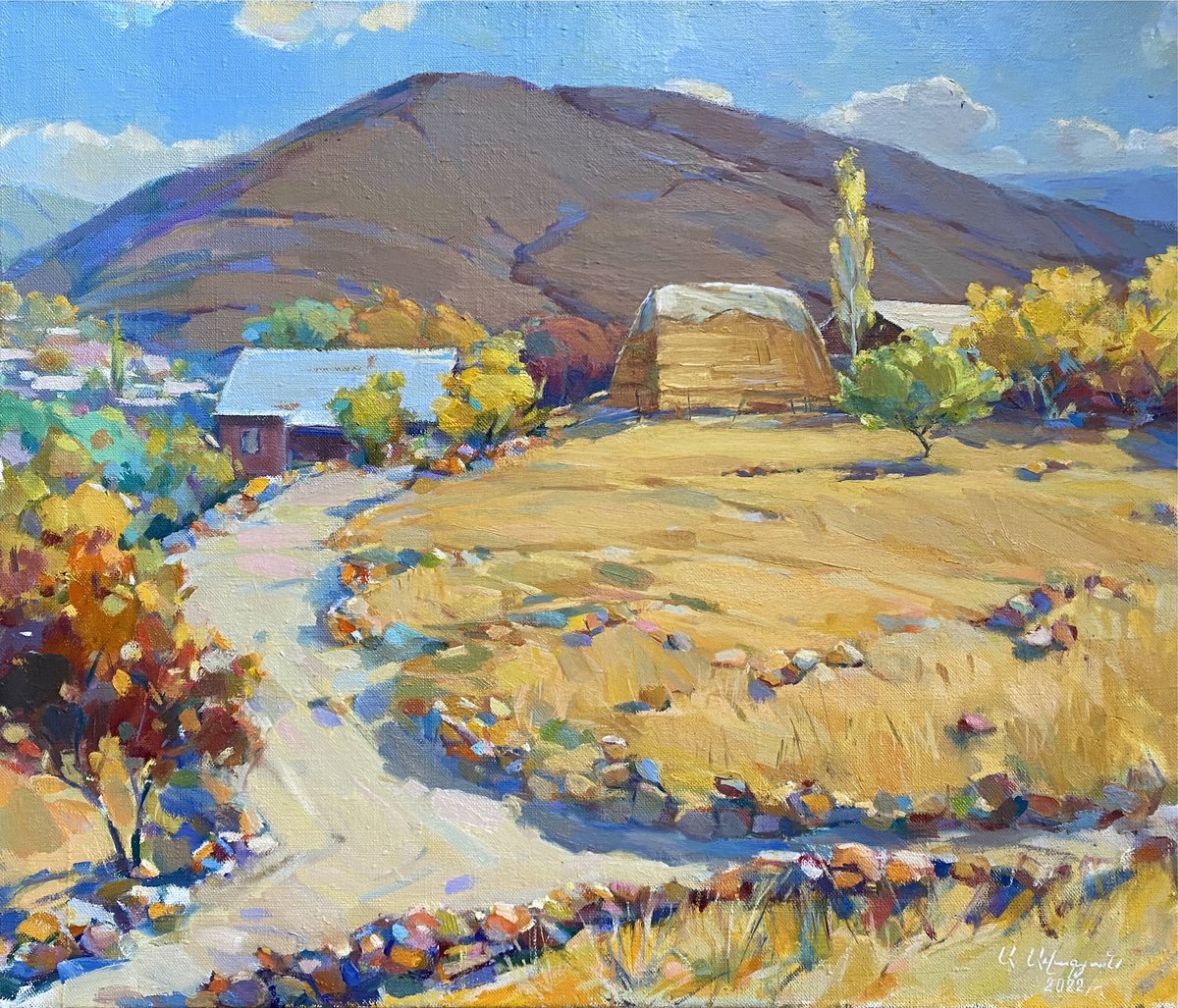 Impressionistic Landscape Oil Painting By Arman Avagyan, 26 X 22, Autumn In The Valley, Original Artwork