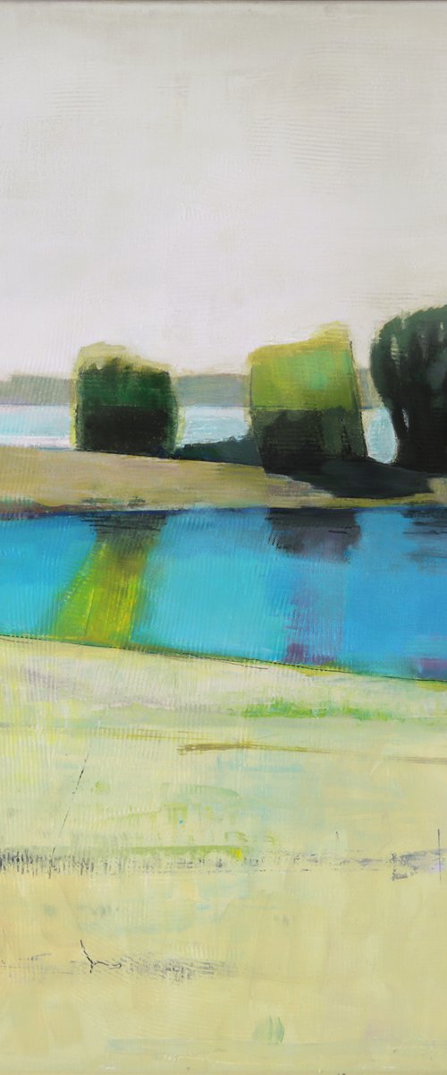 Silence on the river 30x30 inch 76x76cm by Bo Kravchenko by Bo Kravchenko