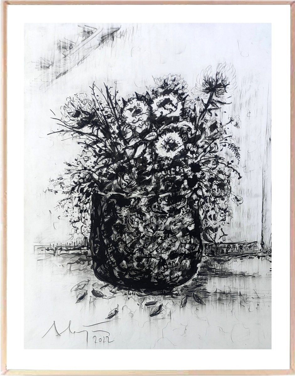 Expressive Drawing , Flowers In The Head By Alejos, 17 X 22, Artwork For Sale On Artfinder