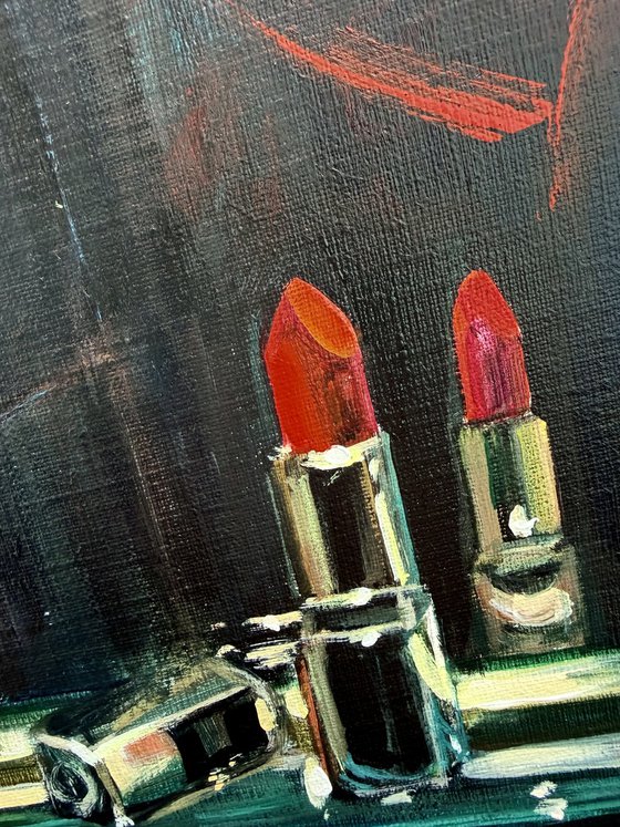 Still Life with Red Lipstick