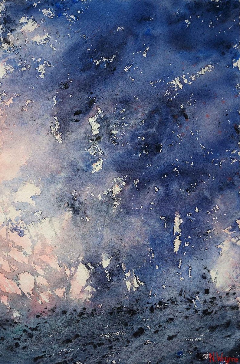 Abstract Landscape Watercolour By Neil Wrynne, 15 X 22", There Did It Rest, Original Artwork