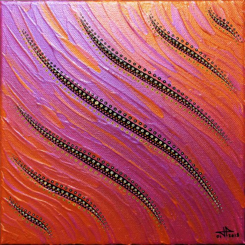 Iridescent orange pink fluid by Jonathan Pradillon