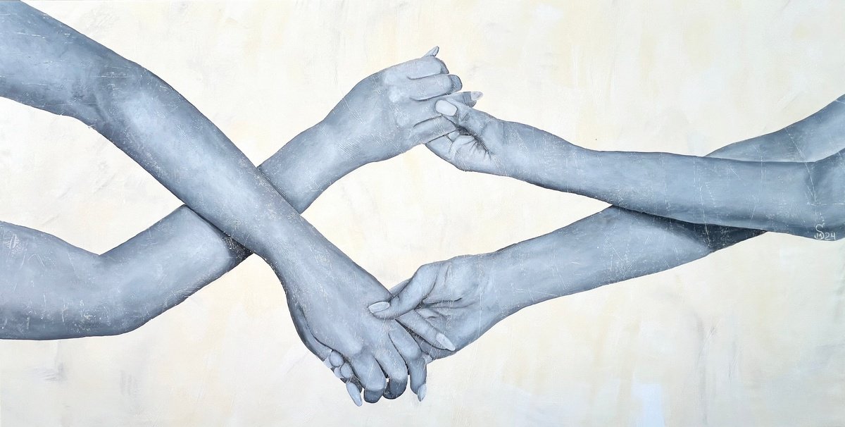 Portrait Acrylic Painting By Margarita Stepanova, 79 X 39", I Recognize Your Fragrance, Original Artwork