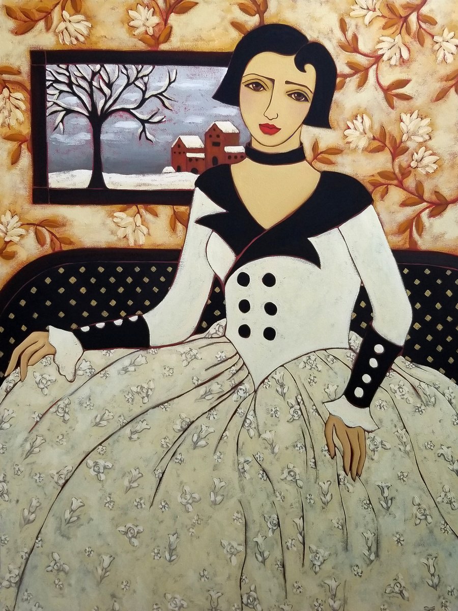 Winter Landscape and Ivory Dress by Karen Rieger