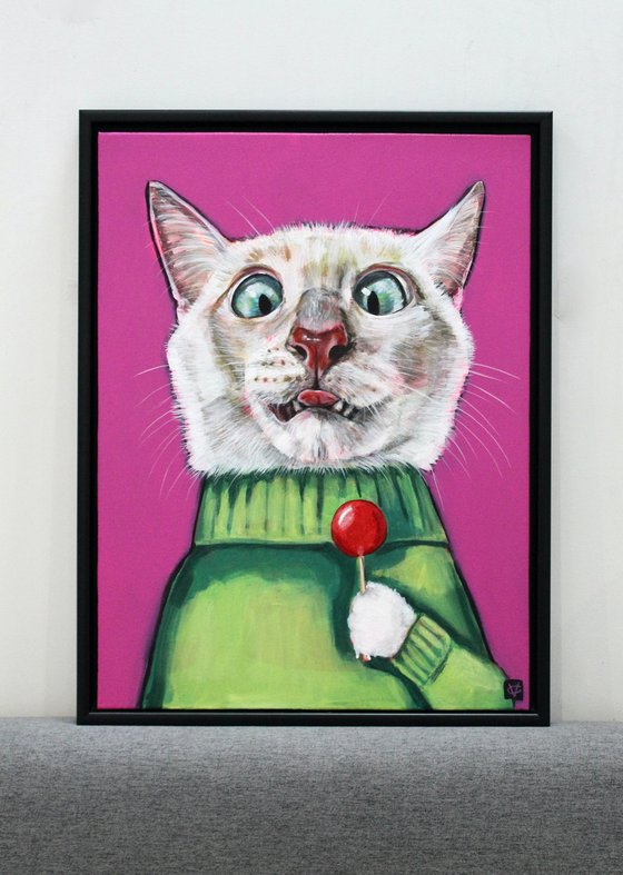 Cat painting called Kittylicious