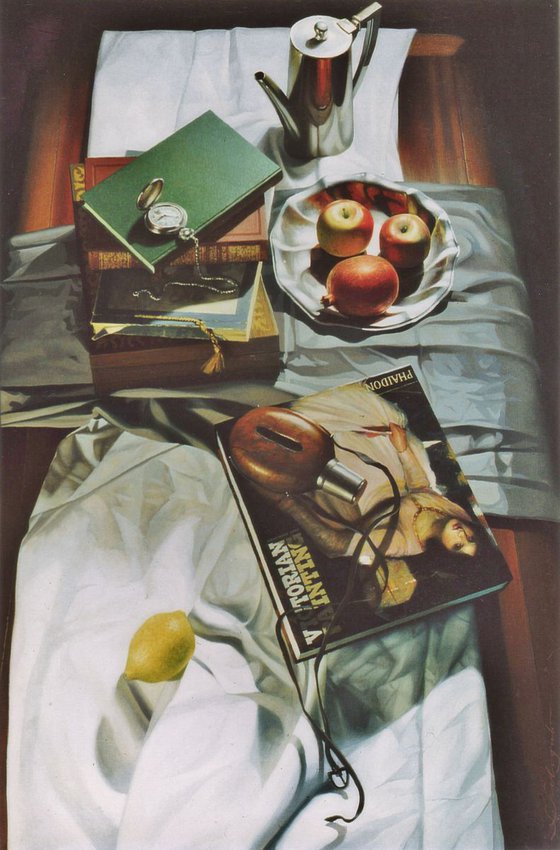 Still life with books and pocket watch