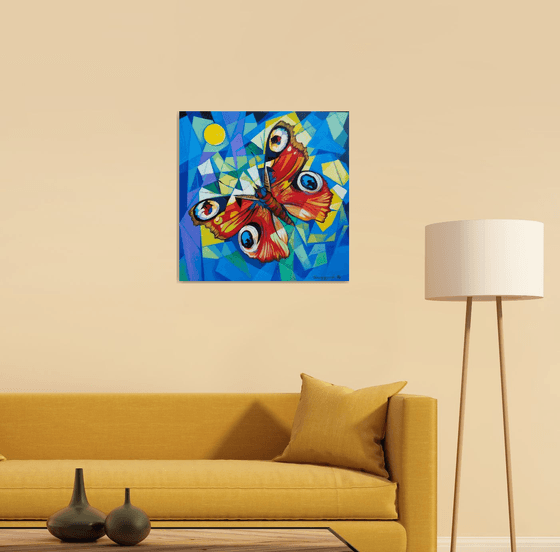 Butterfly (60x60cm, cubism, oil painting, ready to hang)