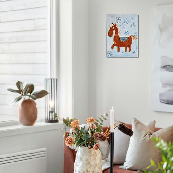 Little Horse in Blue Flowers