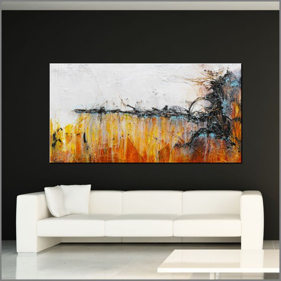 Sienna Jazz #Huge 200cm x 80cm texture Abstract painting Sienna Outback Black White