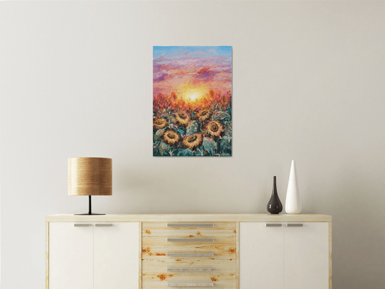 Sunflowers at Sunset