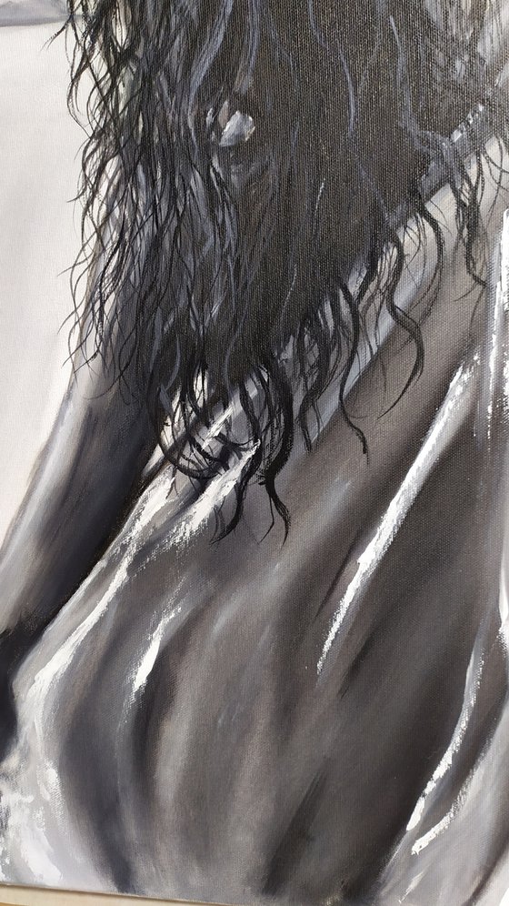 I can...nude erotic gestural girl oil painting, gift, art for home