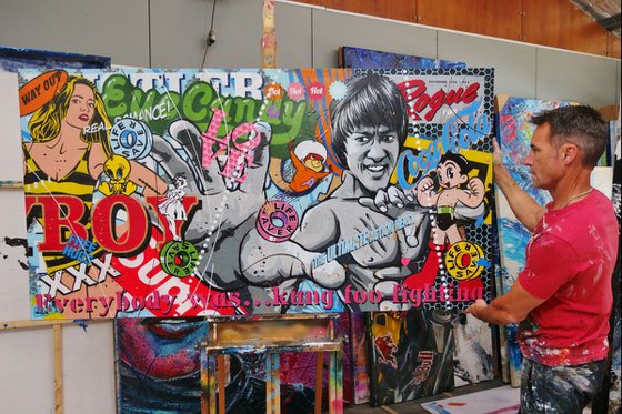 I Know Kung Foo 190cm x 100cm Bruce Lee Urban Pop Art