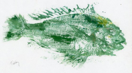 Gyotaku Green Fish