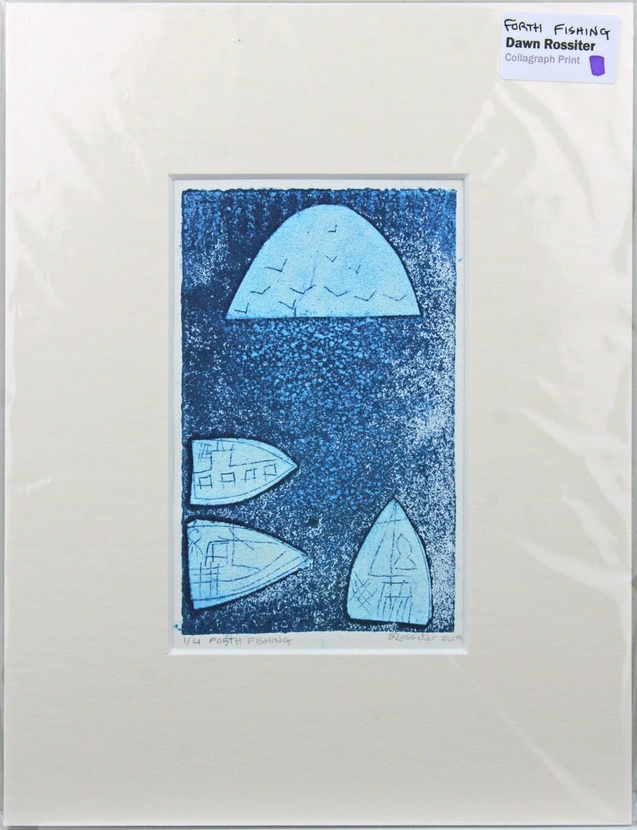Forth Fishing Mounted Limited Edition Collagraph Print by Dawn Rossiter