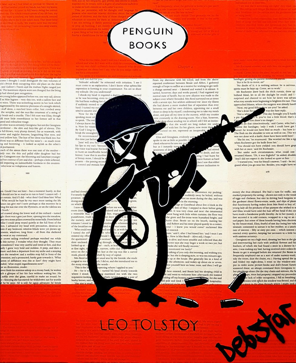 Urban And Pop Acrylic Painting , Penguin Books- War And Peace By Deborah Lang, 16 X 20, Artwork For Sale On Artfinder