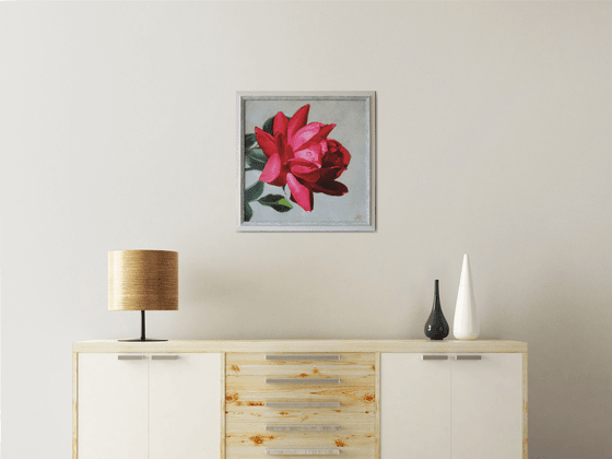 "Passionate. "  rose flower  liGHt original painting  GIFT (2021)