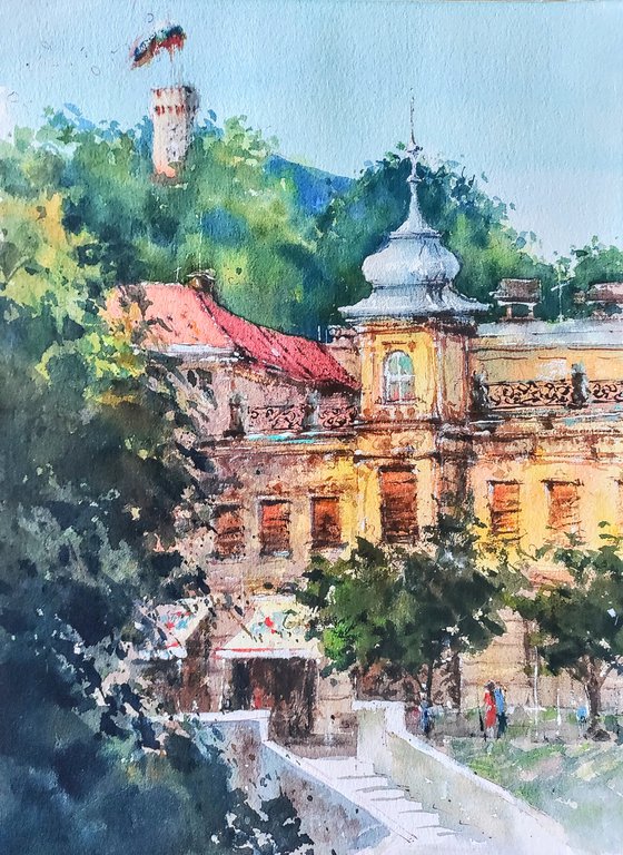 Ljubljana villa | Original watercolor painting