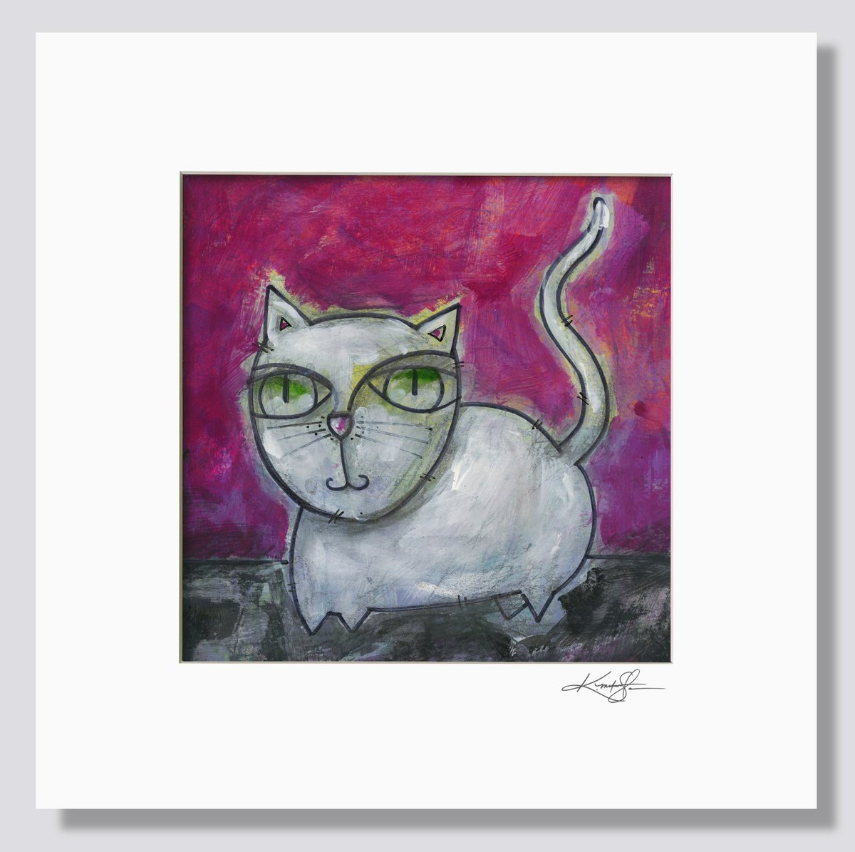 Expressive Animal Painting By Kathy Morton Stanion, 12 X 12", Cat 8, Original Artwork