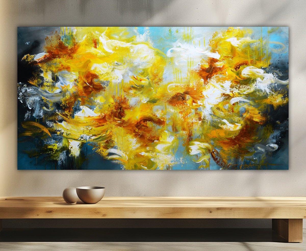 Abstract Acrylic Painting By Andrada Anghel, 60 X 32, Abstract Alchemy, Original Artwork