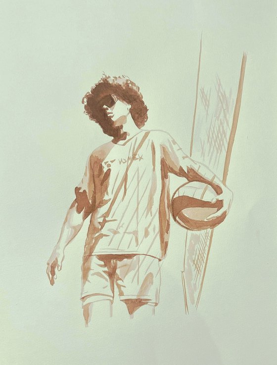 Volleyball Player ink drawing