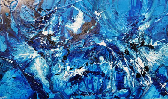 Aquafied 200cm x 120cm Blue Textured Abstract Art