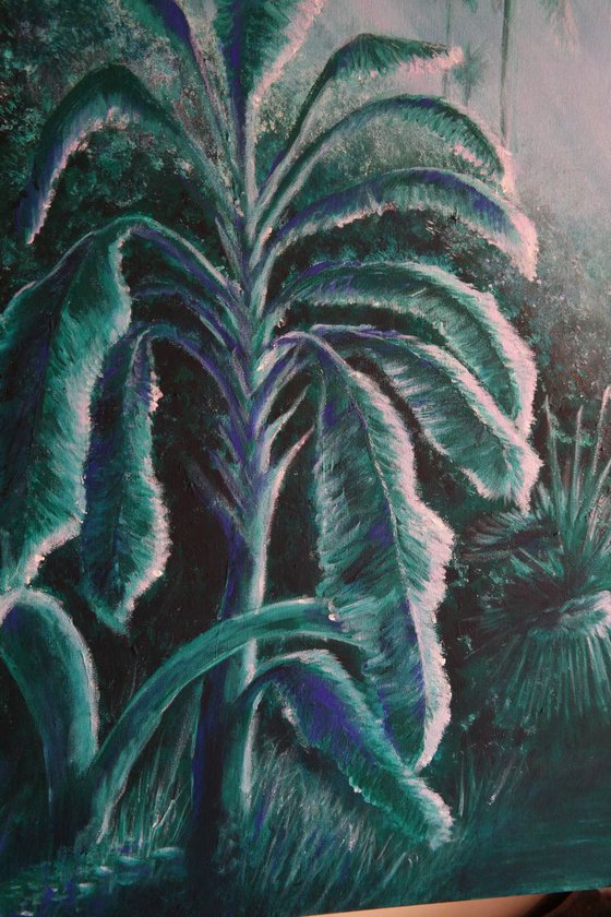 Rain Forest -  EXTRA LARGE  Tropical Impressionistic Home decor Painting