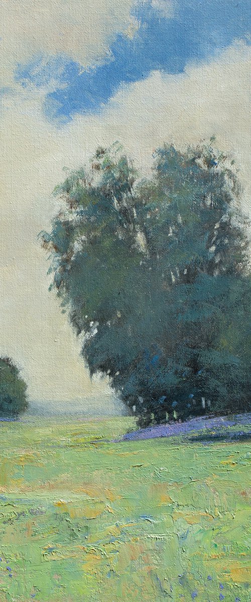 Summer Day 210625, flower field impressionist landscape oil painting by Don Bishop