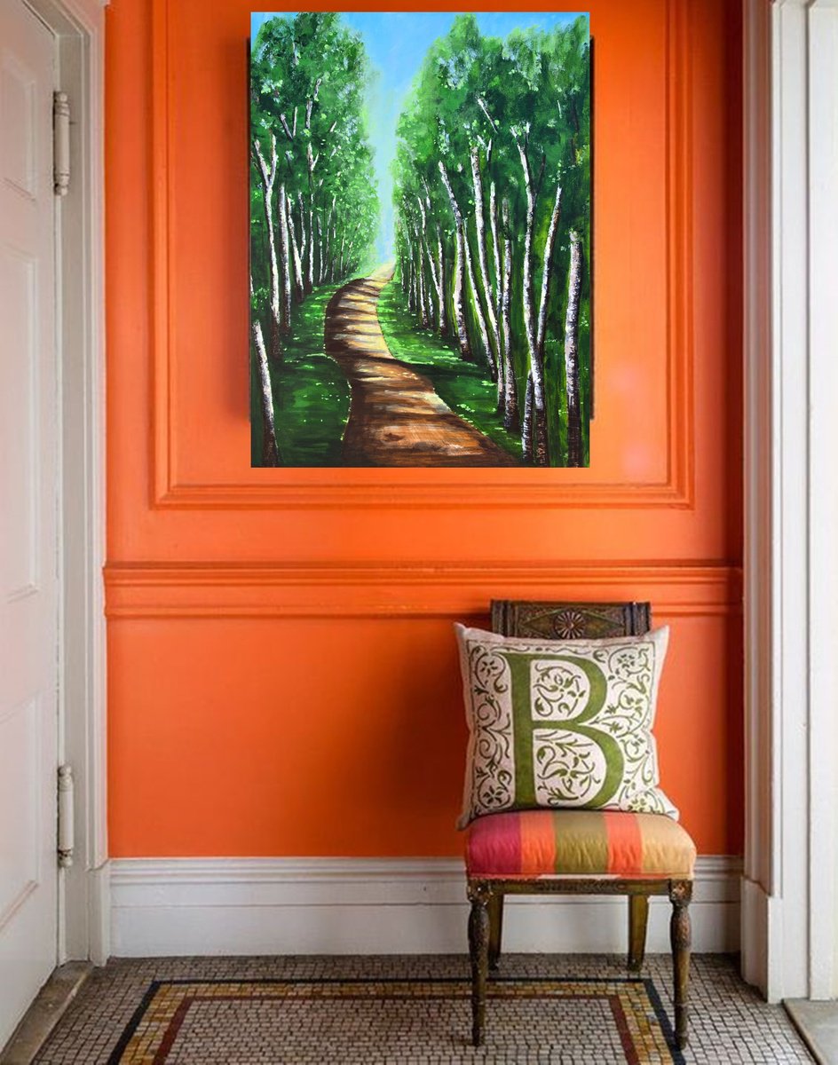 Impressionistic Landscape Acrylic Painting By Danijela Dan, 24 X 31, My Way, Original Artwork